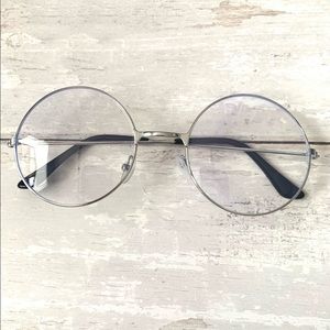 Round Retro Silver Blue Light Blocking Glasses Metal Frames NEW